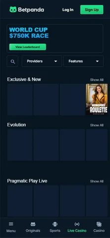 Live casino hos BetPanda på mobil