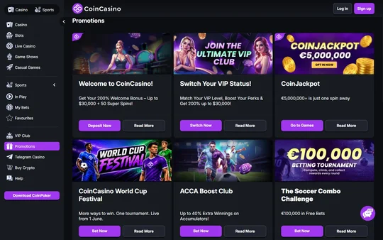 Kampanjesiden hos CoinCasino