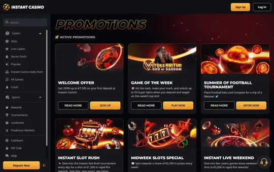 Kampanjesiden hos Instant Casino