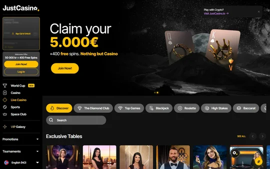 Live casino-lobbyen hos JustCasino